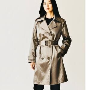 NWOT Metallic Belted Trench Coat Fully Lined Ulla Popken Size 12 - 14 LARGE